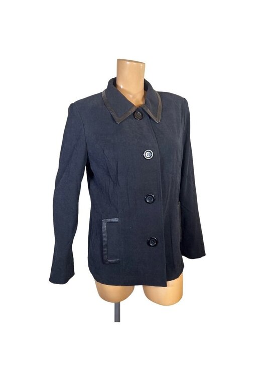 JM Collection Jackets & Blazers - JM Collection Womens Jacket Coat Sz 10 Black Waist Length Buttons Stretch Collar